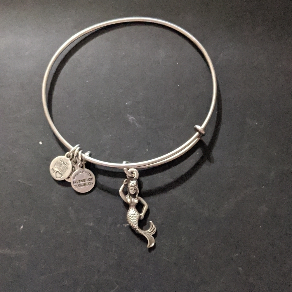 Alex and Ani Silver Tone Mermaid Charm Expandable Statement Bracelet